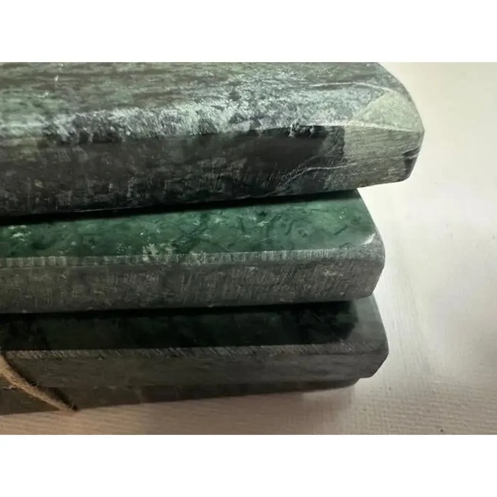 Set of 4 Acacia Wood Green Marble Coasters Natural Stone Drink Coaster Set New